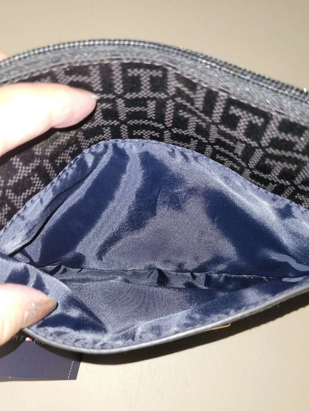NWT - Tommy Hilfiger Dark Navy Logo Jacquard Wristlet.